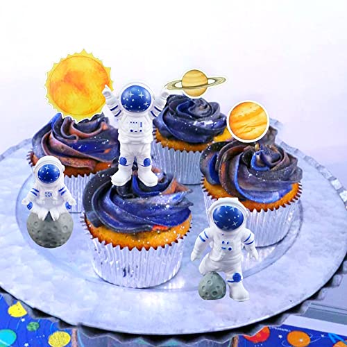 40Pcs Astronaut Space Cake Toppers Outer Space Astronaut Figurine Meteorite Planet Rocket Stars And Gold Silver Ball Space Theme Cake Decorations For Baby Shower Kids Birthday Party Supplies #TOP4
