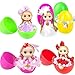 JIABNUKKN Easter Basket Stuffers Eggs Filled 6 Pack Large Eggs with Cute Dolls and Colorful Bracelets Inside, Gifts for Kids Prefilled Easter Egg Stuffers for Toddler Girls Easter Toys