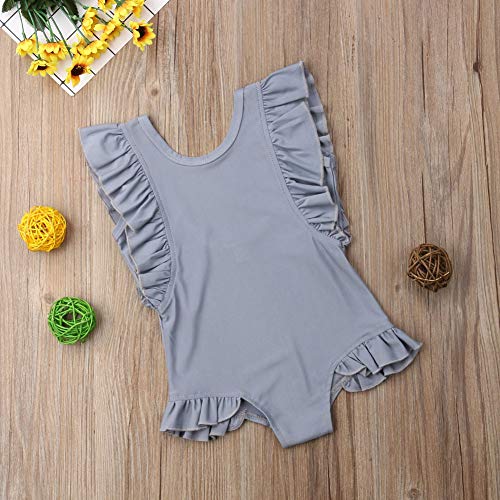Mlpeerw Toddler Baby Girl Beach Wear Solid Color Flutter Sleeve Backless One Piece Swimsuit Bathing Suit Bikini thumb #2