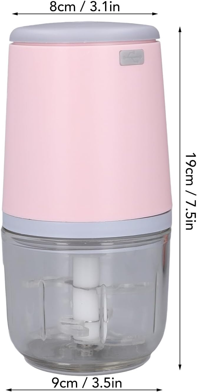 300ML Mini Meat Grinder Electric Mini Garlic Chopper USB Meat Grinder Food Processor Cordless Easily Chop Baby Food Maker Small Chopper for Vegetables Fruits Garlic (Roseate)