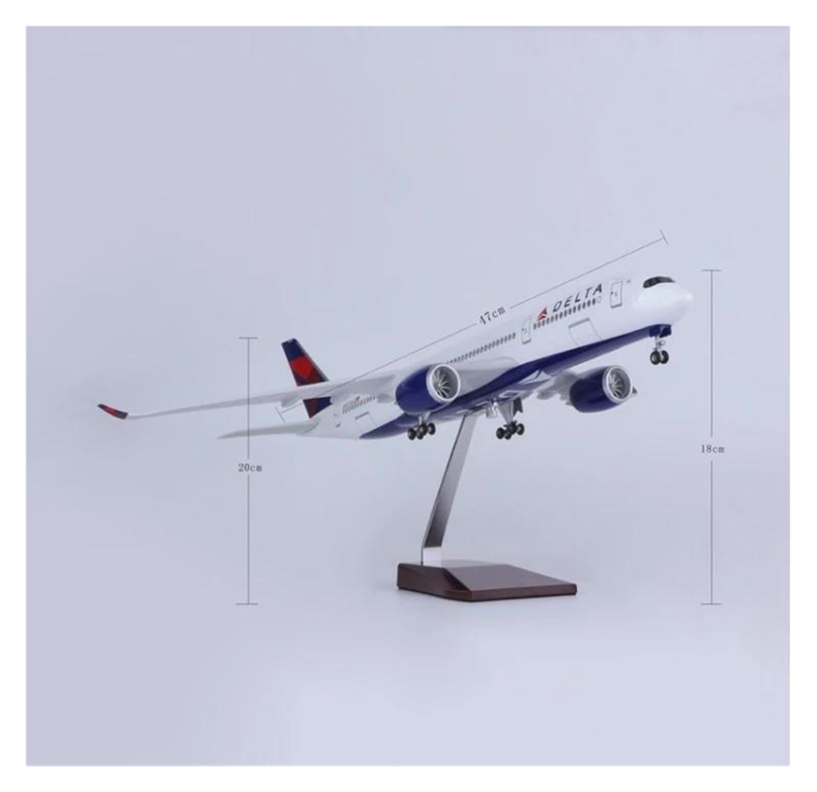 Diecast zabawki samolotowe w skali 1 142 dla A350 Delta Model samolotu zabawka samolot miniaturowy samolot na kolekcjonerską pamiątkę do zbierania i wyświetlania (ze światłem)