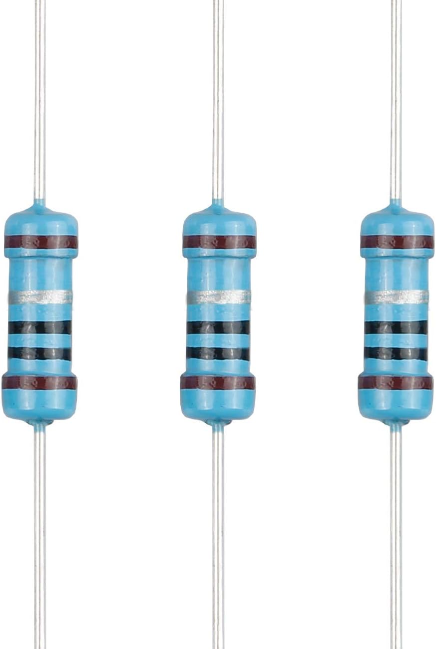 100pcs 1 ohm Resistor 1/2w (0.5Watt) ยฑ1% Tolerance Metal Film Fixed Resistor, Multiple Values of Resistance Optional