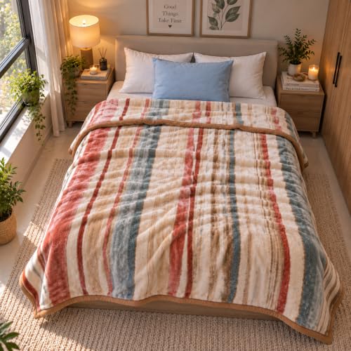 Image of ABRAZO Dreamy Wrap Mink Blanket for Double Bed | 570 GSM 3 Kg Single Ply | Ultra Soft Warm Blanket for Winter & AC Room | Quilt /Comforter /Dohar | 220 x 240 Cm
