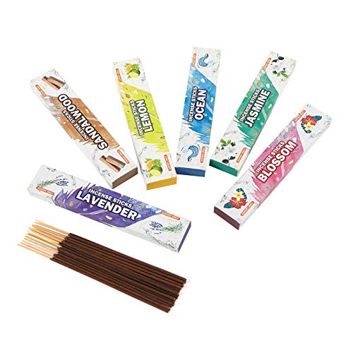 Premium Incense Sticks Variety Pack Sandalwood - Jasmine-Lemon-Ocean-Blossom-Lavender For Meditation, Purification, Yoga, Relaxation, Magic, Prayer & Rituals - 120 X Sticks #TOP1