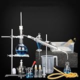 GenSDH 500ml Lab Glassware Kit Glass Distillation Industrial Science Distiller Pure Dew Purification Making Essential Oils Distilled Water Filter Chemical