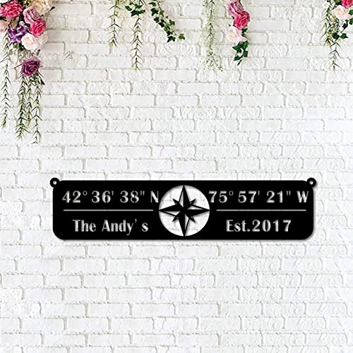 Unbranded GPS Coordinates Metal Sign, Rustic Farmhouse Decor