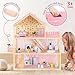 Pillowhale Large Wooden Dollhouse, 3-Story Doll House with 38-Pcs Furniture & Accessories, Open-Concept Floors, Balcony, Flip-Over Snow Roof, Pretend Play Doll House Gift for Kids Ages 3+