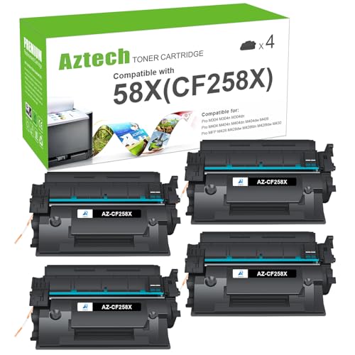 Aztech 58X CF258X M404n Black High Yield Toner Cartridge Replacement for HP 58X CF258X 58A CF258A for HP LaserJet Pro M404n M404dn MFP M428fdw M428fdn M404dw M428dw M404 M428 M406 Printer Ink 4-Pack by Aztech - Used condition - US$48.84