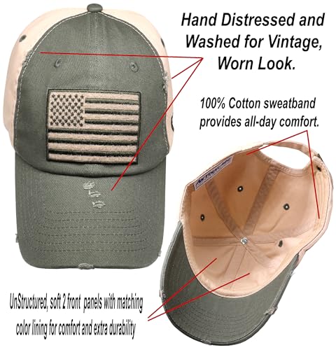 Image of Antourage American Flag Unisex Baseball Hat for Men and Women | USA Flag Mesh Snapback Flat Visor Cap + 2 Patriotic Patches