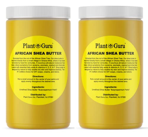 Raw African Shea Butter 32 oz. / 2 lbs. Jar (2 pack) Bulk Wholesale 100% Pure Natural Unrefined YELLOW - Ideal Moisturizer For Dry Skin, Body, Face And Hair Growth. Great For DIY Soap and Lip Balm Making.