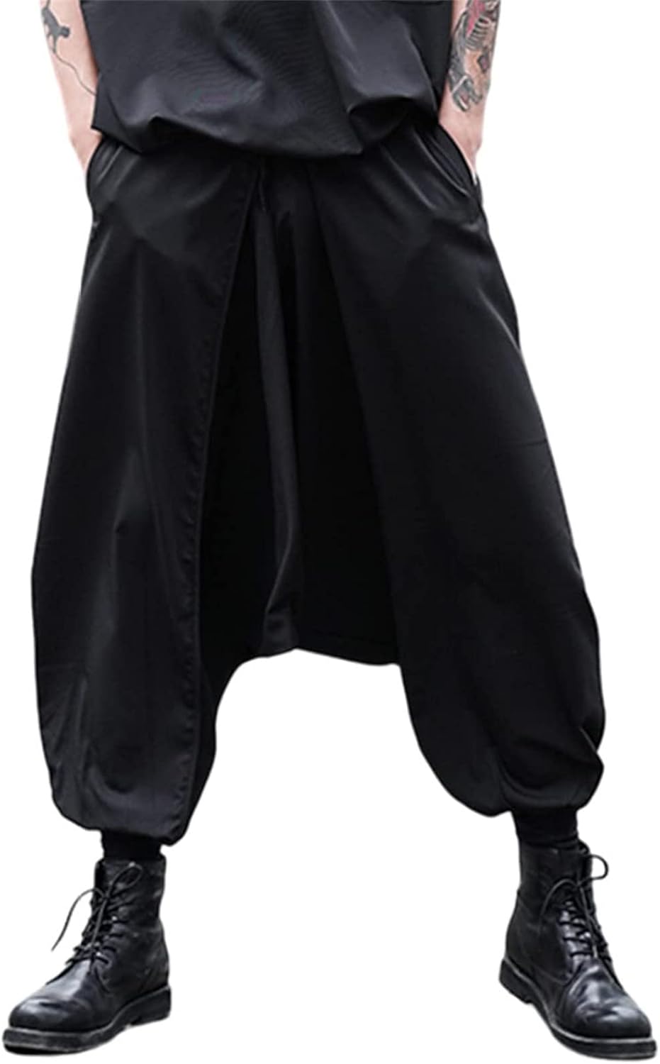 AITFINEISM Men's Casual Skirt Pants Loose Wide Leg Harem Pant Japanese Harajuku Kimono Trousers
