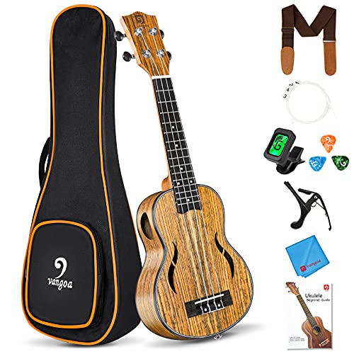 Soprano Ukulele, 21 Inch Walnut Acoustic Ukelele Bundle Professional Four String Wooden Hawaiian Starter Uke For Beginner Kids Students, By Vangoa #TOP19