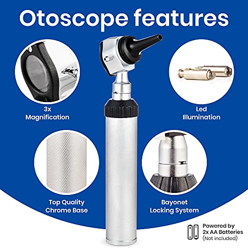 Zyrev ZetaLife Combo Otoscope Set - Perfect for Nursing & Medical Students with Carry Case, Sight Chart & Replacement Tips (2nd Edition)
