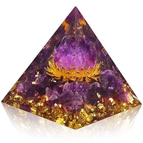 Polbik Orgone Pyramid Crystal Healing Stone Energy Generator Healing Crystals Chakra Crystal Healing Meditation Crystal Sphere Orgonite Pyramid Crystal Women Gift (Amethyst Sphere) #TOP1