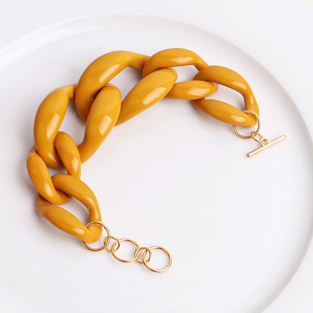 Acrylic Thick Chain Bracelet for Women Trendy Resin Big Link Wide Bracelets Bangles Jewelry