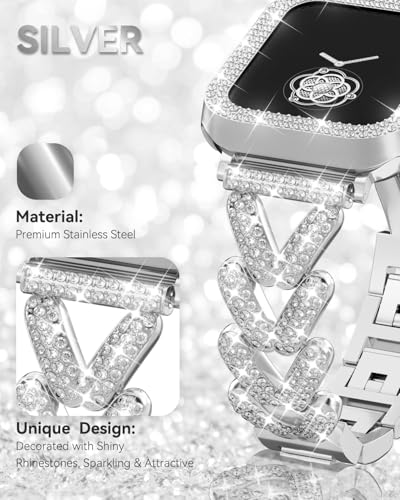 Image of Rhinestones Encrusted Metal Bracelet and Case, Compatible with Apple Watch Bands 38mm-49mm (Series 11 /10 /1 /SE /Ultra 2)- Bling Gold Women's Jewelry Strap, Luxury iWatch Bracelet