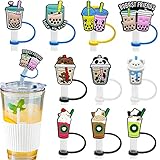 SAMOKA Silicone Straw Cover,10 PCS Straw Tip Cap Reusable Drinking Straw Toppers,Silicone Straw Plug