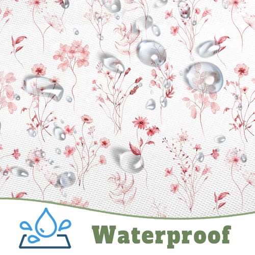 Pink Floral Shower Curtain, Boho Watercolor Flower Eucalyptus Botanical Shower Curtains for Bathroom, Cute Cottagecore Waterproof Fabric Cloth Shower Curtain for vintage Decor with Hooks 72X72IN by MDUKOIN - Used condition - Image 7