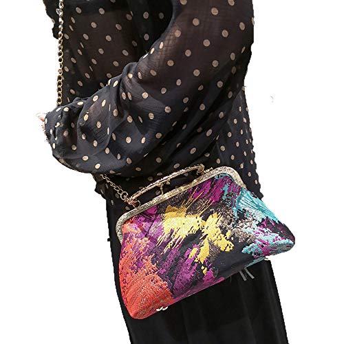 Sac rétro chinois multicolore compact 22x13cm doté d'une double bandoulière modulable - 6