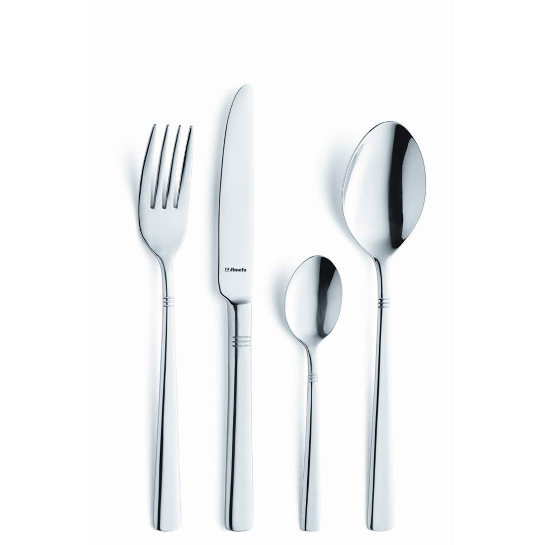 AMEFA Palmon Besteck Set | 24-teilig | Besteckset für 6 Personen | Edelstahl Rostfrei | Spülmaschinenfest | Dezente Akzente am oberen Griffende | rostfrei, spülmaschinenfest, Wellenschliff, 5 mm, Tafelmesser, Tafelgabel, Tafellöffel, Kaffeelöffel, Geschen
