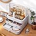 Makeup Organizer and Storage, Waterproof&Dustproof Skincare Organizer with Lid and Drawers, Makeup Organizer Box for Vanity, Cosmetic Display Cases for Bathroom, Dresser, Countertop, Bedroom (White)