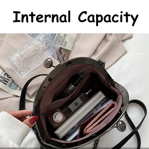 Image of Downupdown Women Purses Handbags Kiss Lock Satchel Bag Chain Shoulder Bag PU Leather Hobo Bags Crossbody Bag Clutch Wallet | Kiss Lock