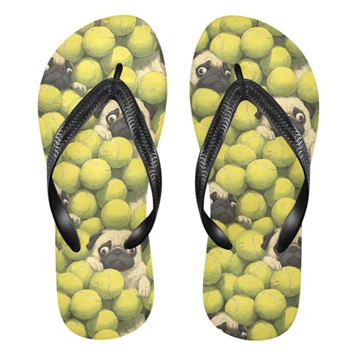 Flip Flop Sandals Tennis Pug Print for Women Men Beach Outdoor XS