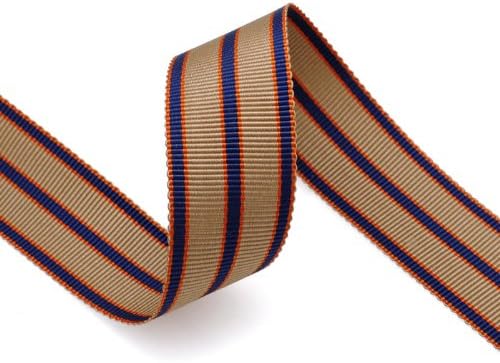 Grosgrain Stripe Ribbon 7/8" Taupe, Navy and Orange 10 Yards