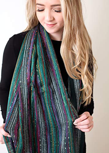 Anika Dali Women's Shimmer Sparkle Infinity Scarf- Festival Boho Bliss Fashion Scarf (Festive Emerald Green) #TOP3