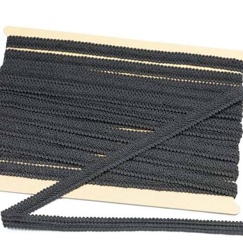 dlboboai Gimp Braid Trim Polyester Braided Ribbon 10 Yards 18mm Wide Centipede Braided Lace Trim for Sewing Crafts Clothing Curtains Accessories Lampshade Home DIY Decoration (Black, 18mm Wide)