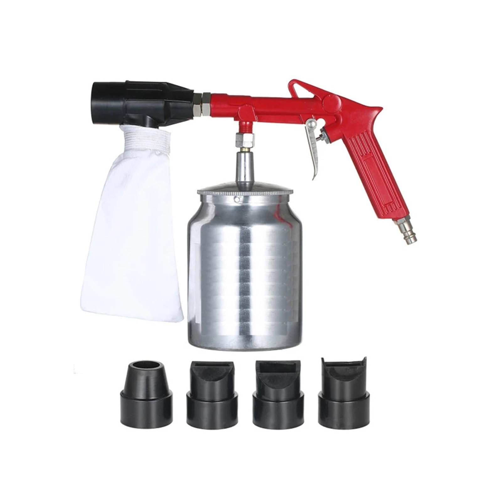 Pistolet natryskowy, Pneumatyczny pistolet do piaskowania - 1/4 cala 450 ml urządzenie do piaskowania z 4 dyszami do usuwania rdzy