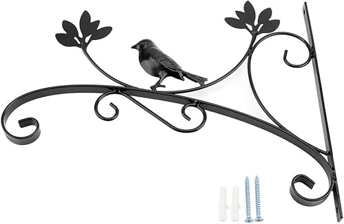 LIZEALUCKY Soporte colgante para plantas de metal forjado para macetas de hierro forjado montado en la pared, gancho decorativo para decoración del