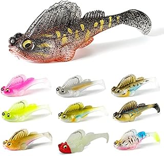 10 PCs Soft Fishing Lures for Bass Trout, Pre-Rigged Soft Fishing Swimbaits with Sharp Hooks, Trout Pike Fishing Jigs with Paddle Tail, Fishing Gear for Saltwater & Freshwater