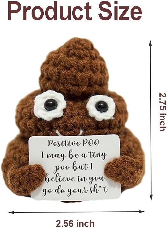 Miniatura 7 de Muñeca de ganchillo Positive Poo, de 3 pulgadas, divertido y lindo juguete de lana creativa, hecho a mano, positivo, para regalos de cumpleaños,