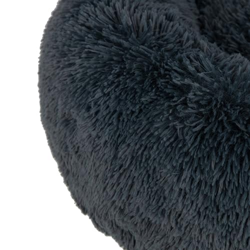 Image of Best Pet Supplies Round Calming Dog Bed for Small, Medium & Large Dogs, Plush Donut Cuddler Pet Bed w /Raised Rim for Head, Neck Support, Anti-Slip Bottom Washable Bed - Gray, 24 x 24 x 7