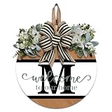 Last Name Round Front Door Wreath Decor for All...