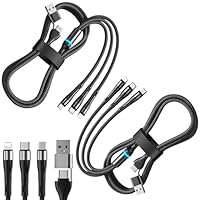 3 in 2 Multi Charging Cable 2 Pack,Nylon Braided 4FT Multi Chargers for All Devices, USB C Multiple Charger Cord Compatible with iPhone 16 15 14/iWatch UItra/SE/9-1/Galaxy Android