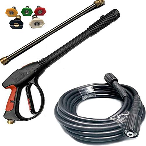8-Part Pressure Washer Hose Replacement Kit with 19 Inch Pressure Washer Wand, 5 Quick Connect Nozzles Tips, 4000 PSI Spray Gun,