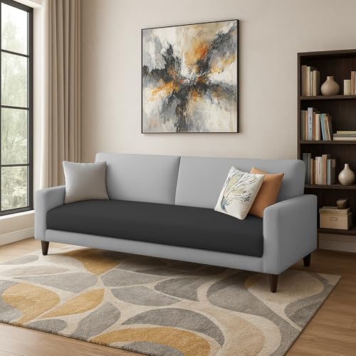 Image of Kathleen 3 Seater Sofa Set for Living Room - Foldable Convertible Couch Furniture for Home, Office or Guest Use, Modern Designer Stylish Comfortable (Black Grey)