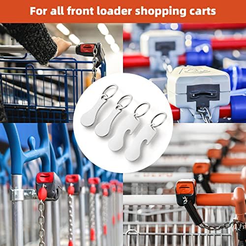 4 Pack Shopping Trolley Release Key, 2 Types Stainless Steel Removable Shopping Trolley Tokens, Shopping Trolley Removable Key Bottle Openers for Shopping Trolley