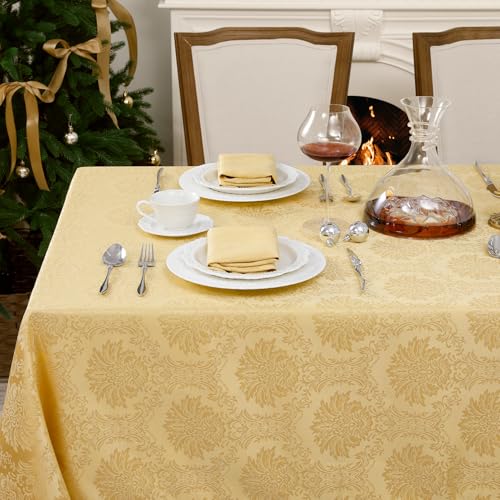 Romanstile Gold Tischdecke Weihnachten 140x240 cm, Luxus Jacquard...