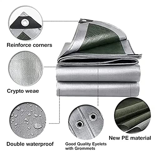 Bâche imperméable en PE couleur argent 6x8m ultra résistante pour extérieur