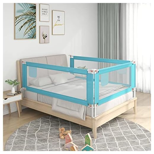 ZHOUMIN Barandilla de Seguridad Cama de niño, Barandilla Cama Niño, Barrera Cuna, Defensa Extensible, Barandilla Sofa, Tela Azul 90x25 cm