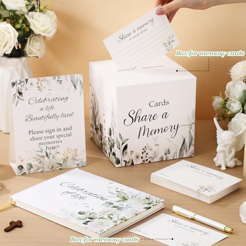 Libro de invitados para funeral Epakh con caja de tarjetas y bolígrafo 5