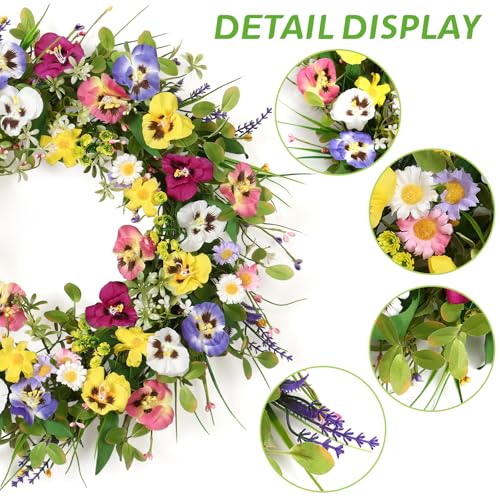 Betylifoy Türkränze Frühling Kränze für Haustür Künstliche Blumen Kranz 51CM Groß Türkranz Ganzjährig Künstliche Dekokranz Kränze für Außenbereich Wand Hochzeit Heimdekoration