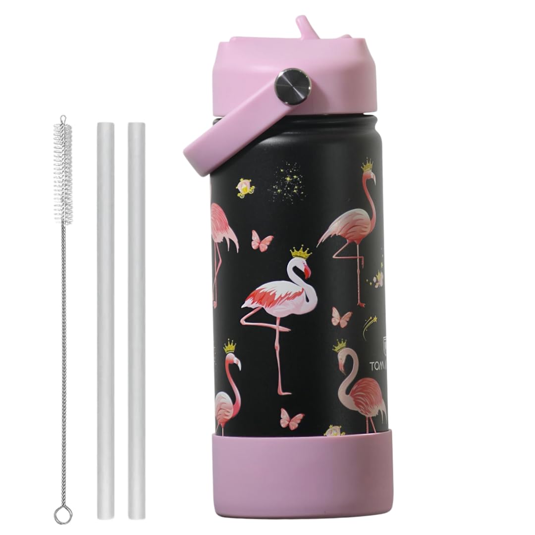 TOM & BELL Insulated Water Bottle for Kids 500ml,Double Wall Water Bottle for School, Sipper Bottle,Hot and Cold, Premium 304 Stainless Steel (flamingo, 500ml)-image-25