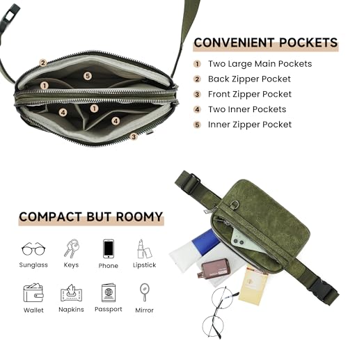 TAMTOMI Fanny Packs for Women Men Everywhere Belt Bag Vegan Leather Waist Packs with Adjustable Strap Crossbody Chest Bag Travel for Workout — view 4