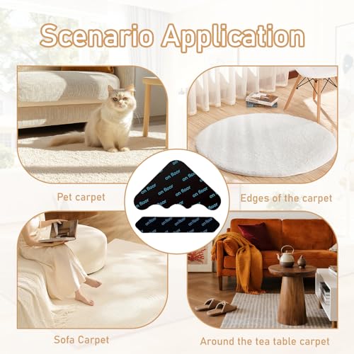 32 Pcs Teppich Antirutschunterlage, Teppichstopper Doppelseitiges Antirutschmatte, Antirutsch Pads Wiederverwendbare, Dreieck- & Streifen-Form (je 16) Teppich Klebepads, Teppichecken Fixieren