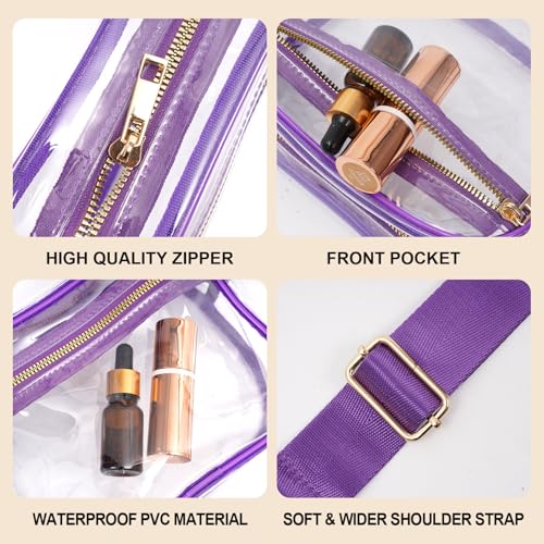 Image of Fibrdoo Clear Bag Stadium Approved, Leather Clear Crossbody Purse Bag for Concerts Sports Events Festivals