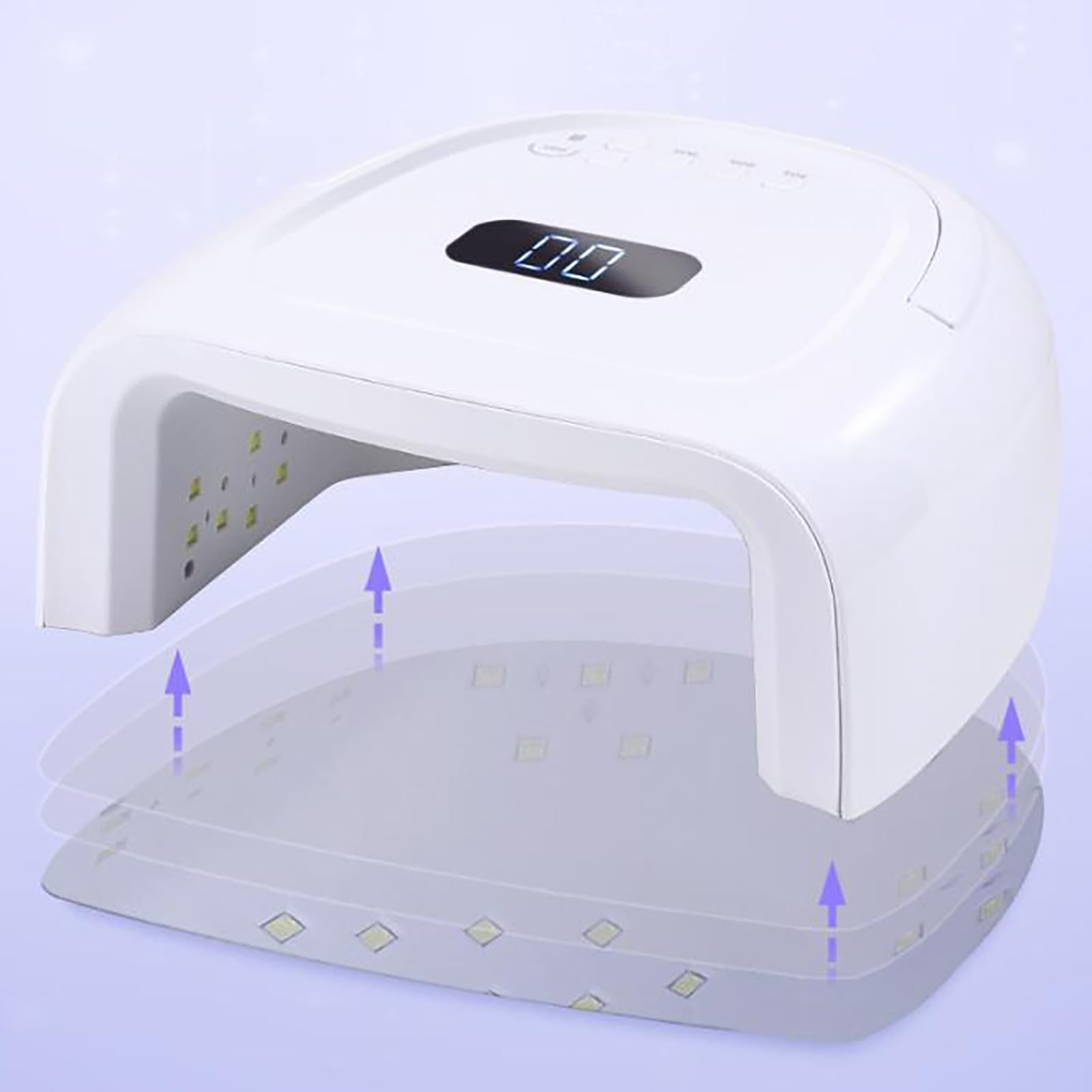 60 W lampa UV do paznokci żelowych, lampa UV LED z 4 timerami i wyświetlaczem LCD, czujnik samochodowy, ładowanie przez USB, przenośna lampa LED, do paznokci u rąk i stóp, do wszystkich żelowych
